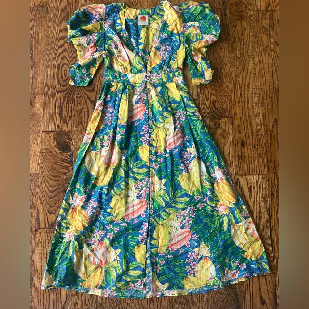 Farm Rio Star Fruits Midi Dress Size XS - Picture 4 of 10